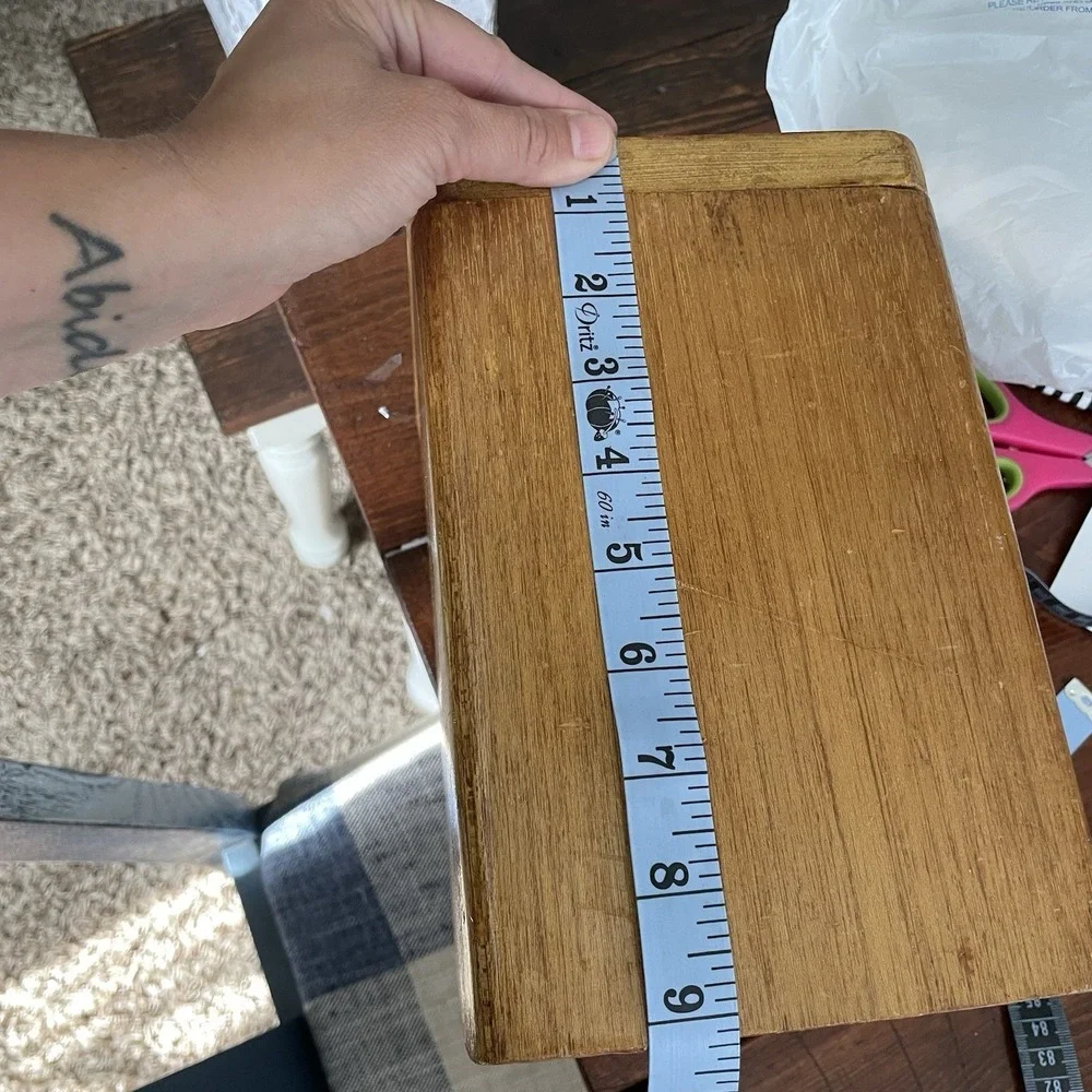 Vintage Wood Cookie Rectangle Canister with Lid Made In USA 9